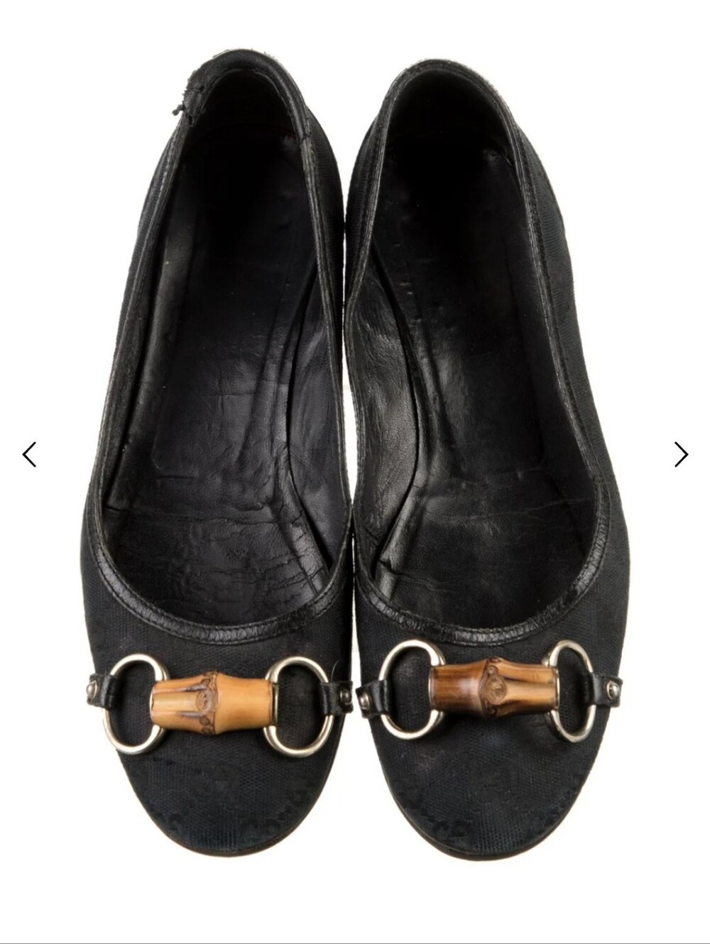 Vintage Gucci black GG canvas ballet flats